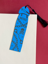 Dark Romance Cockmark Bookmark: Black/Engraved Blue Acylic