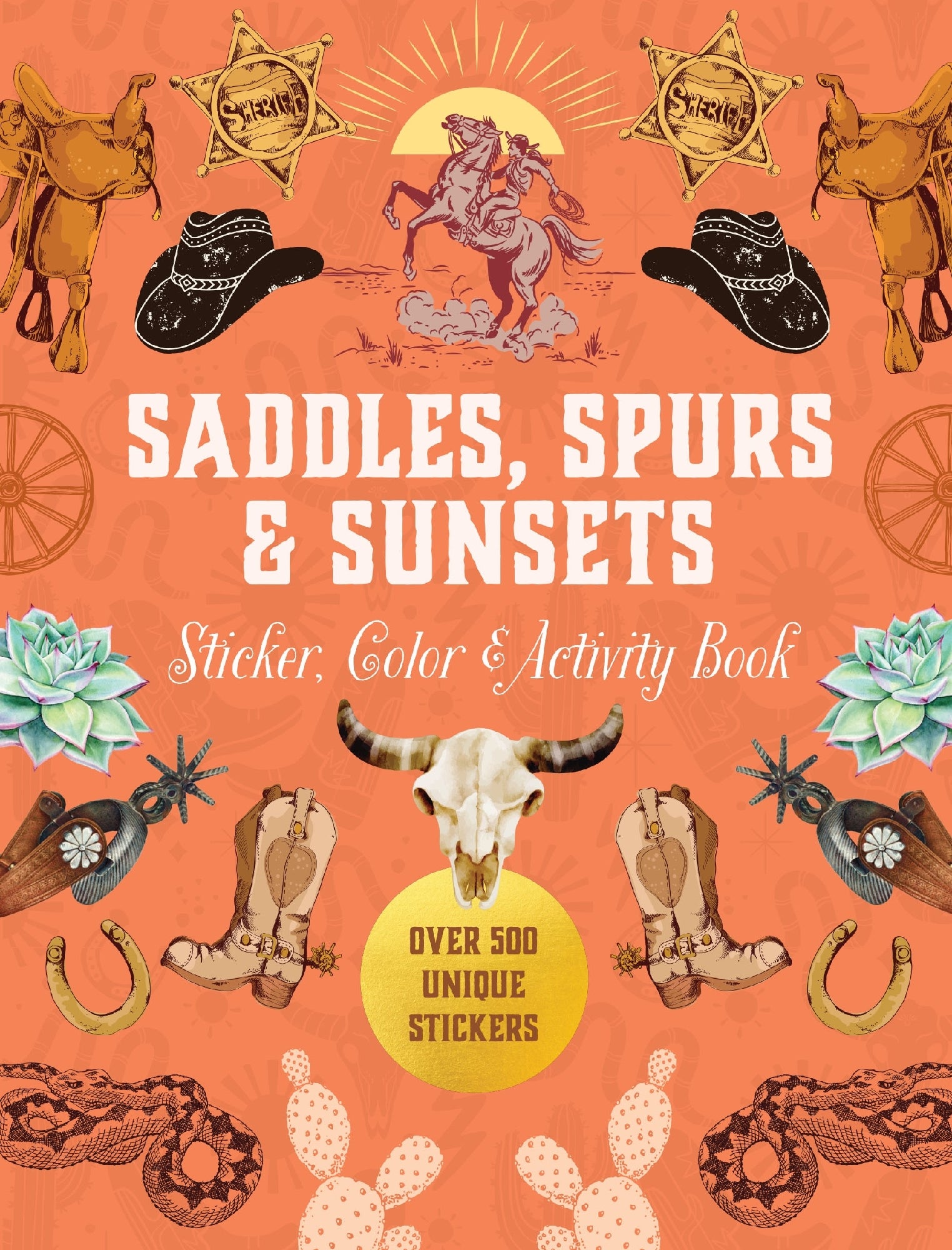 Saddles, Spurs & Sunsets Sticker, Color & Activity Book