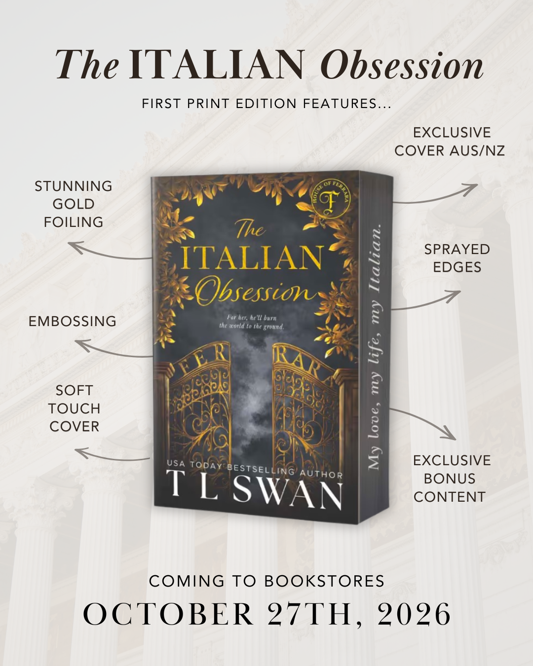 Pre-order The Italian Obsession ANZ Exclusive by T L Swan