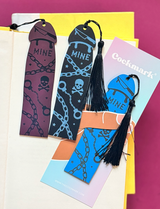 Dark Romance Cockmark Bookmark: Black/Engraved Blue Acylic